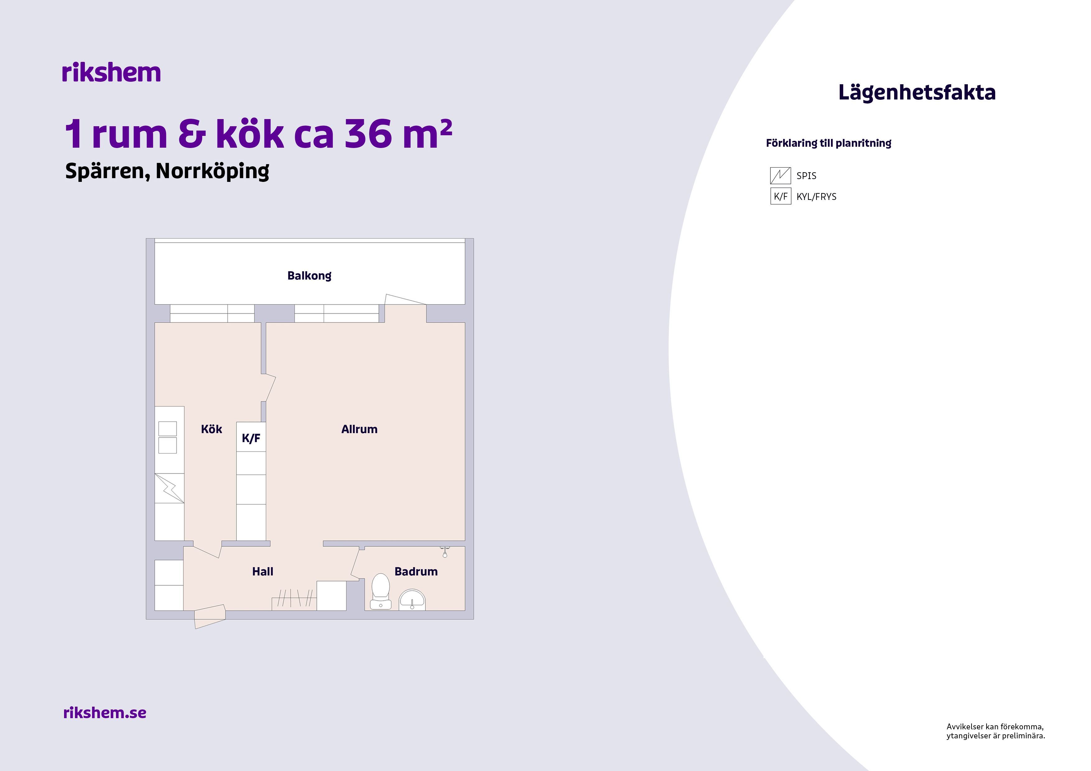 1 rums lägenhet i Norrköping 
