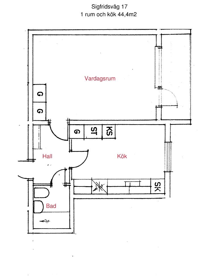 1 rums lägenhet i Knislinge