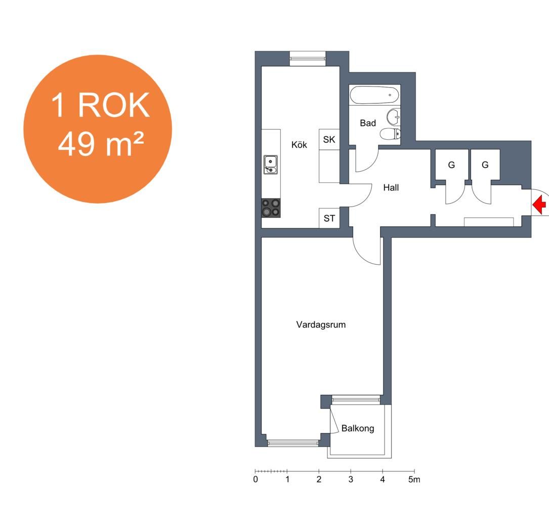 1 rums lägenhet i Eskilstuna