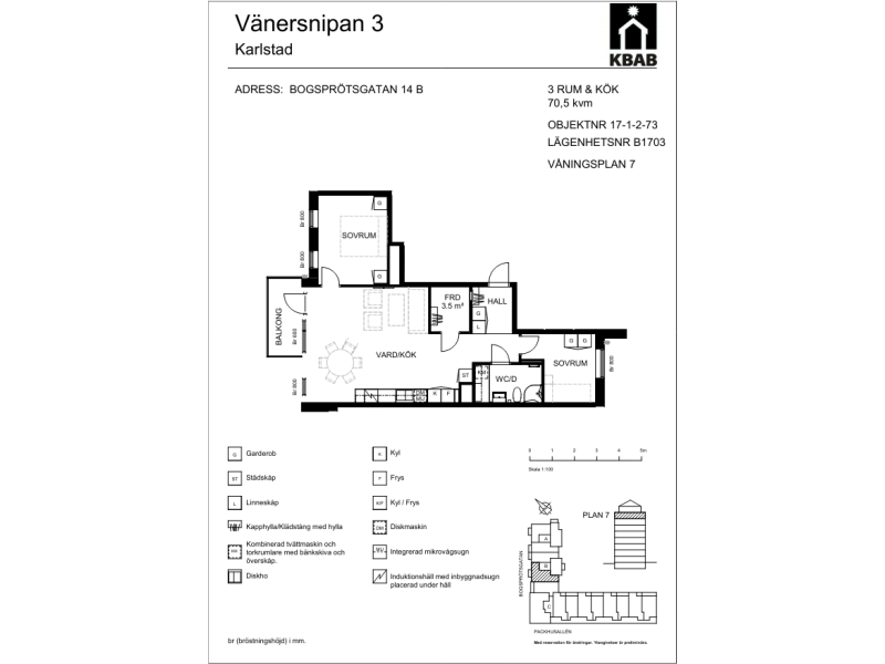 3 rums lägenhet i Karlstad