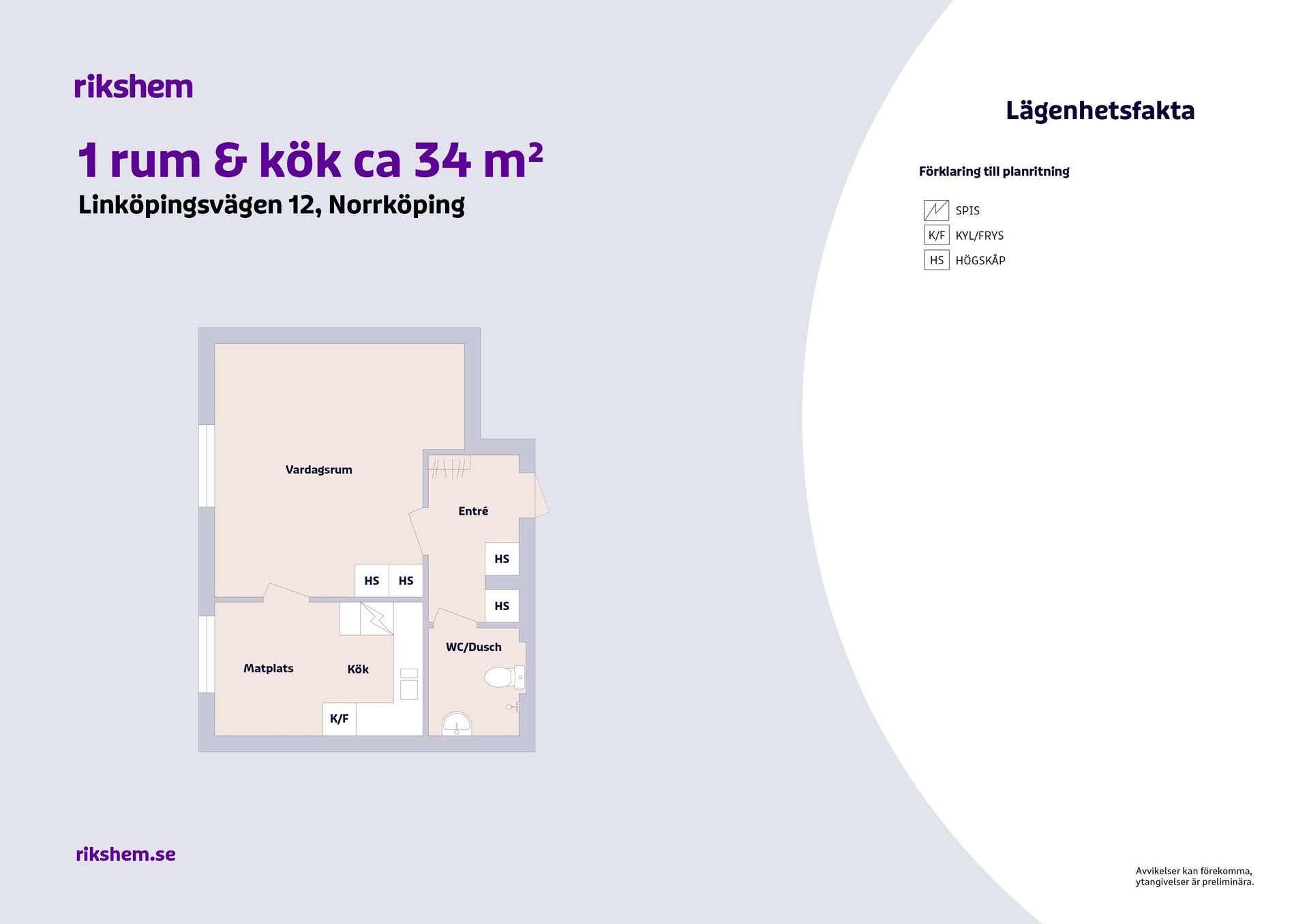 1 rums lägenhet i Norrköping 