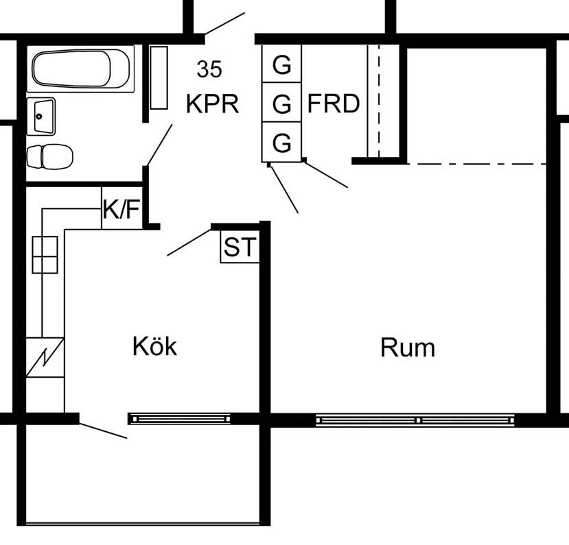 1 rums lägenhet i Skelleftehamn