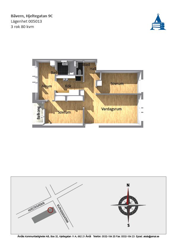 3 rums lägenhet i Centralt