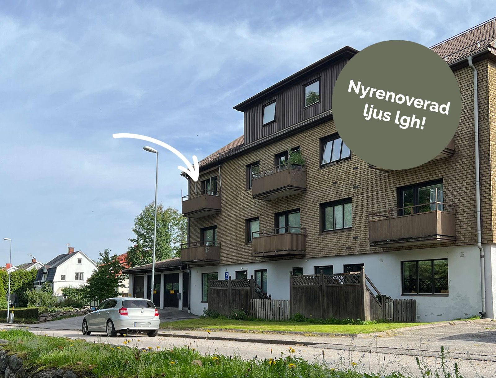 Trea med utsikt över park