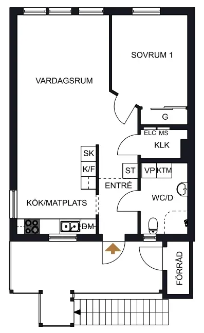 Välplanerad 2 rok på Murargränd med balkong i söder-/västerläge