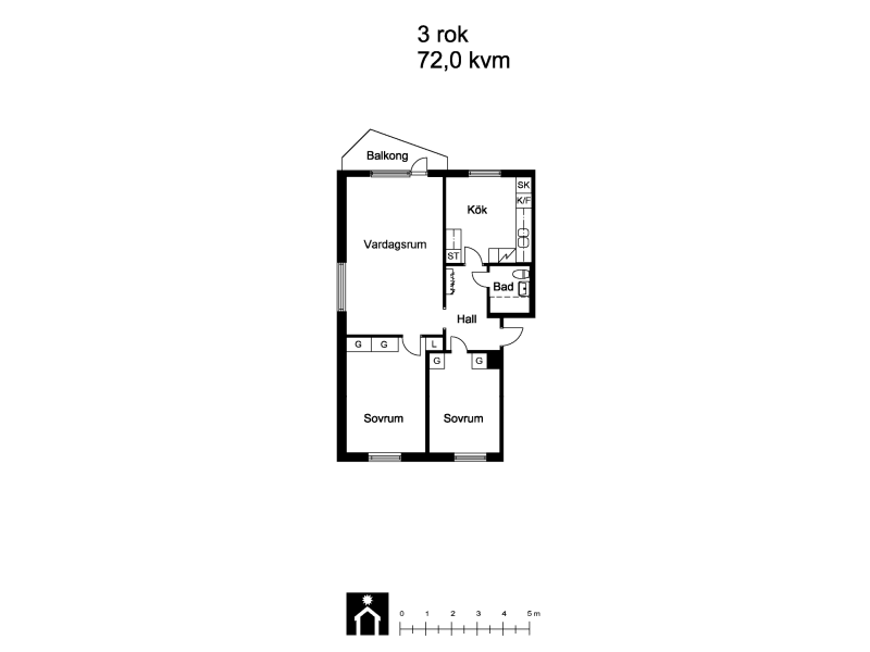 3 rums hus i KARLSTAD