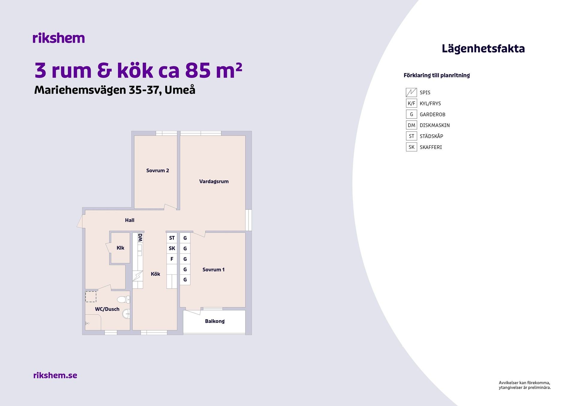 3 rums lägenhet i Umeå 