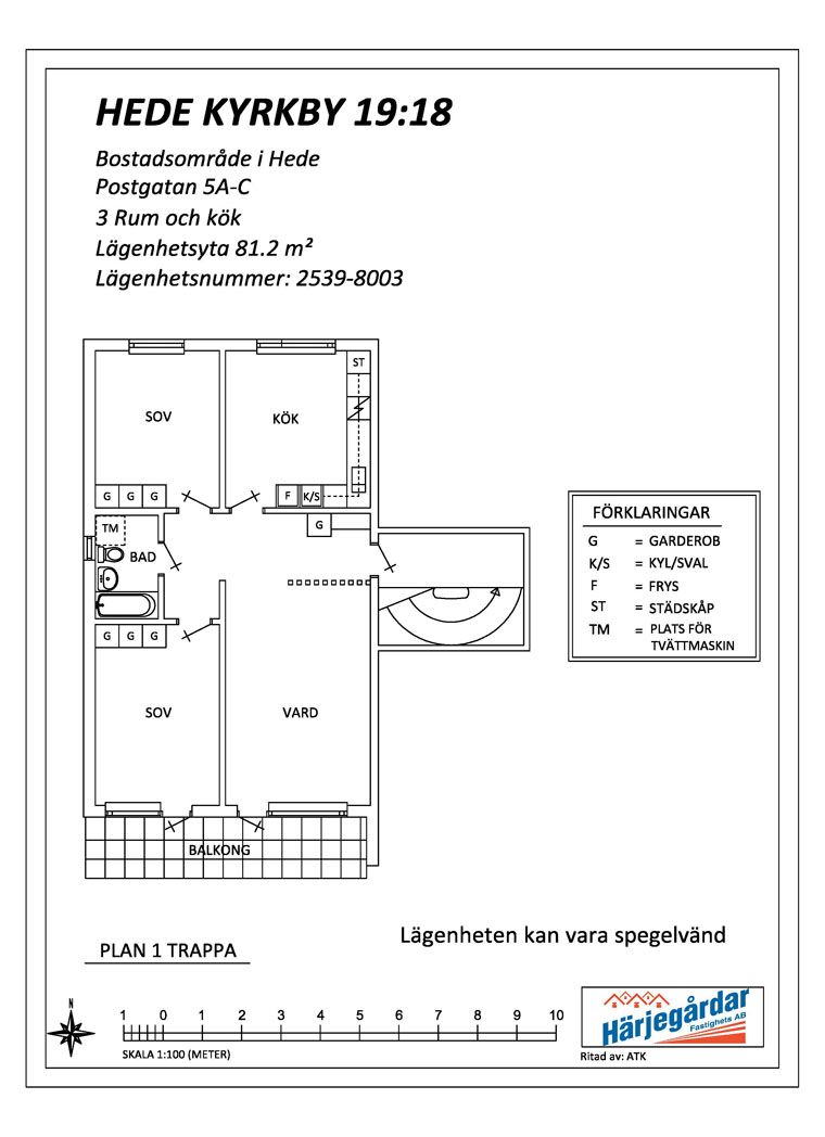3 rums lägenhet i Hede