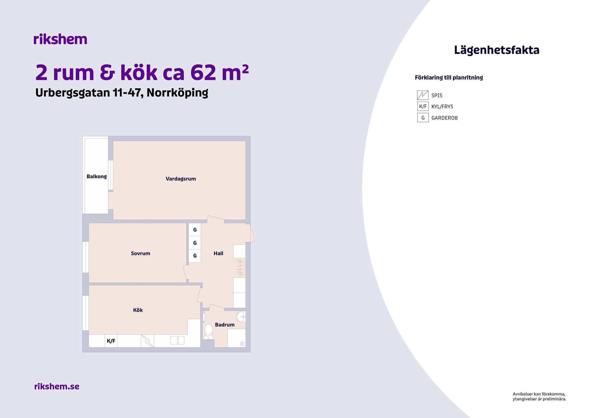 2 rums lägenhet i Norrköping 