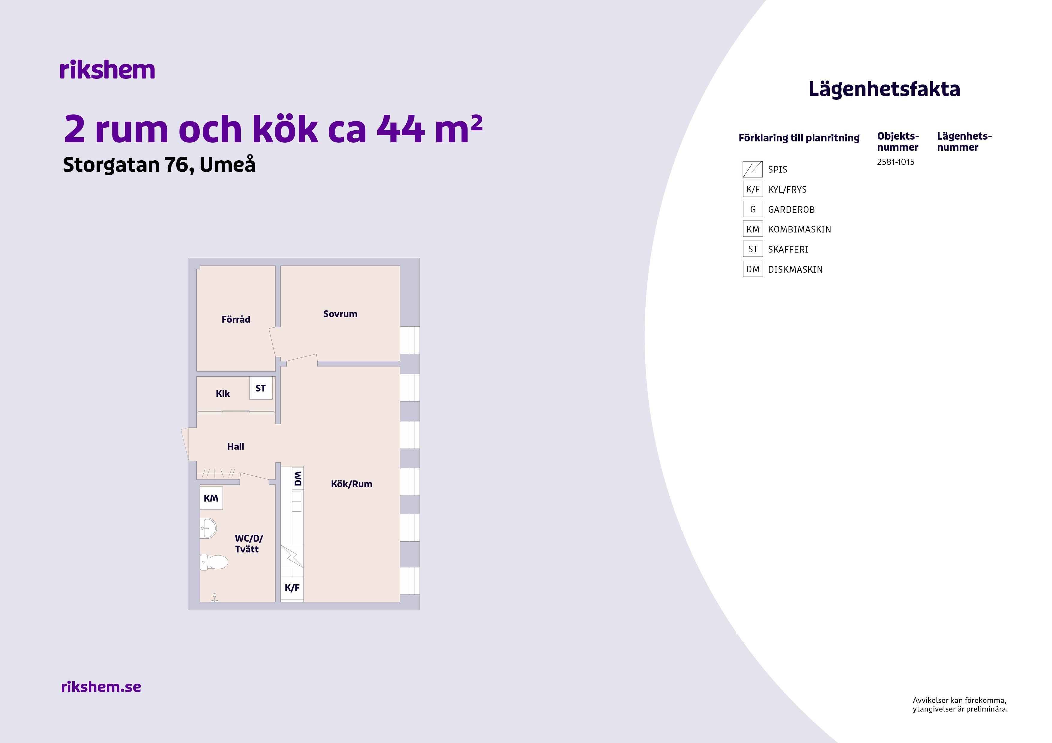 2 rums lägenhet i Umeå 