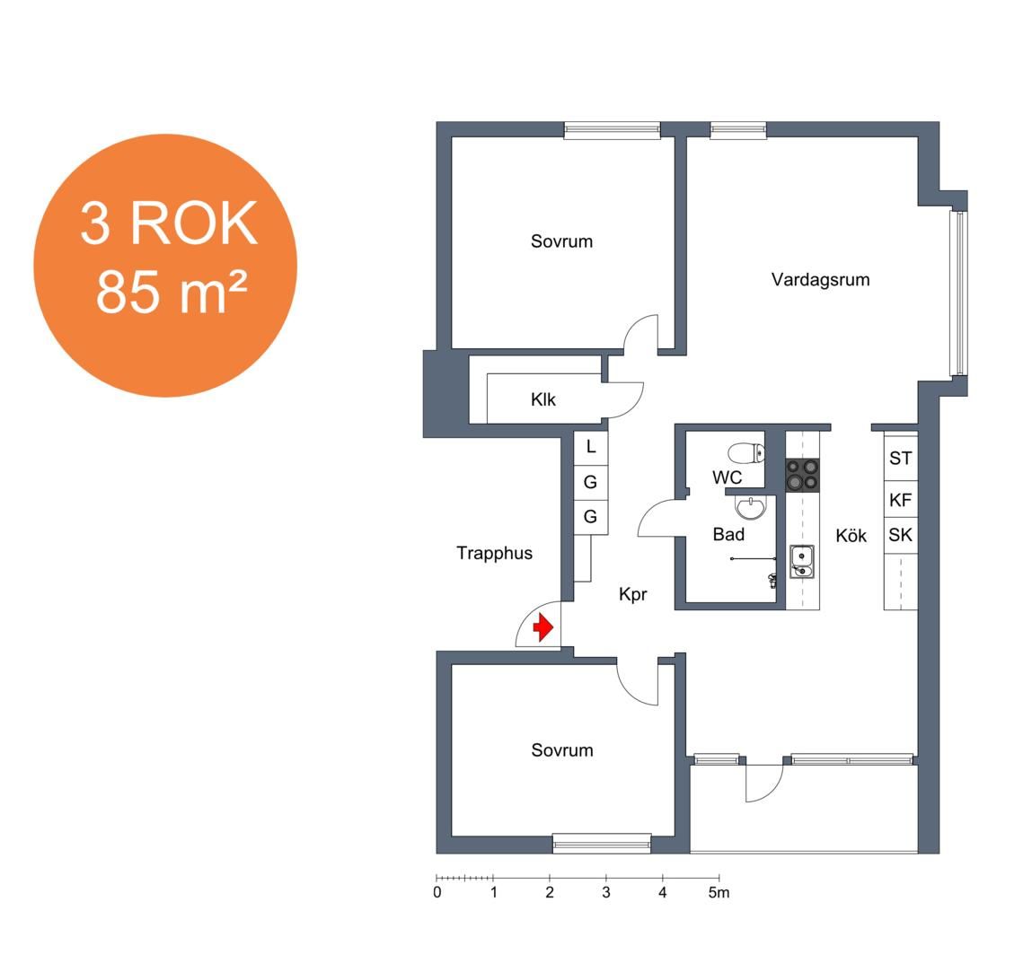 3 rums lägenhet i Eskilstuna