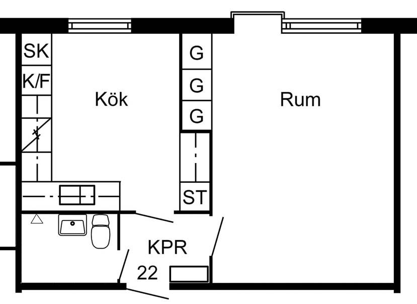 1 rums lägenhet i Byske