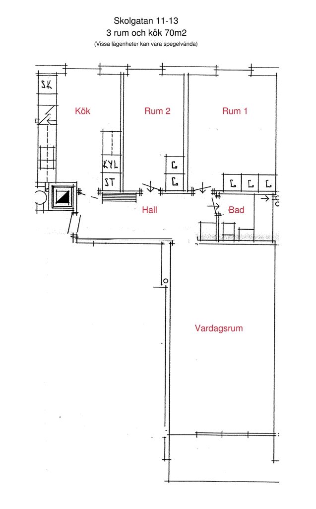3 rums lägenhet i Broby