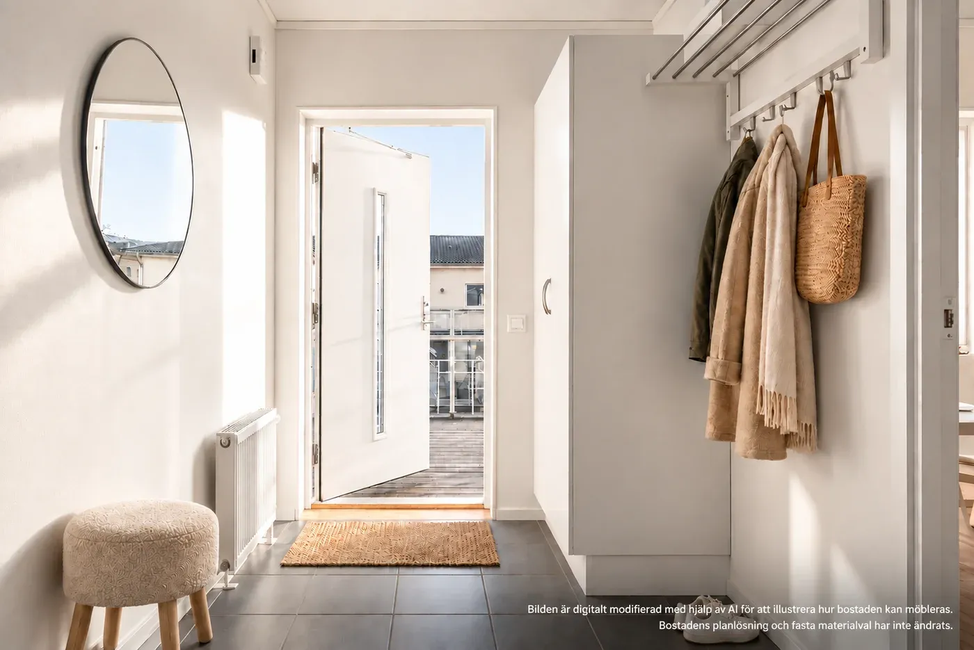 Modern och ljus 3ROK på loftplan med uteplats i centrala Kristianstad