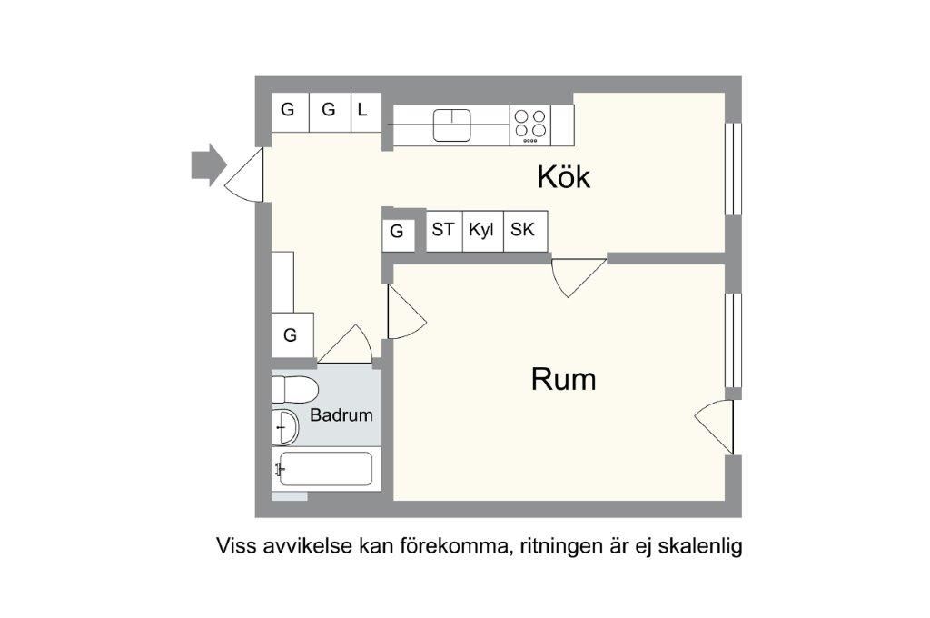 1 rums lägenhet i Norra