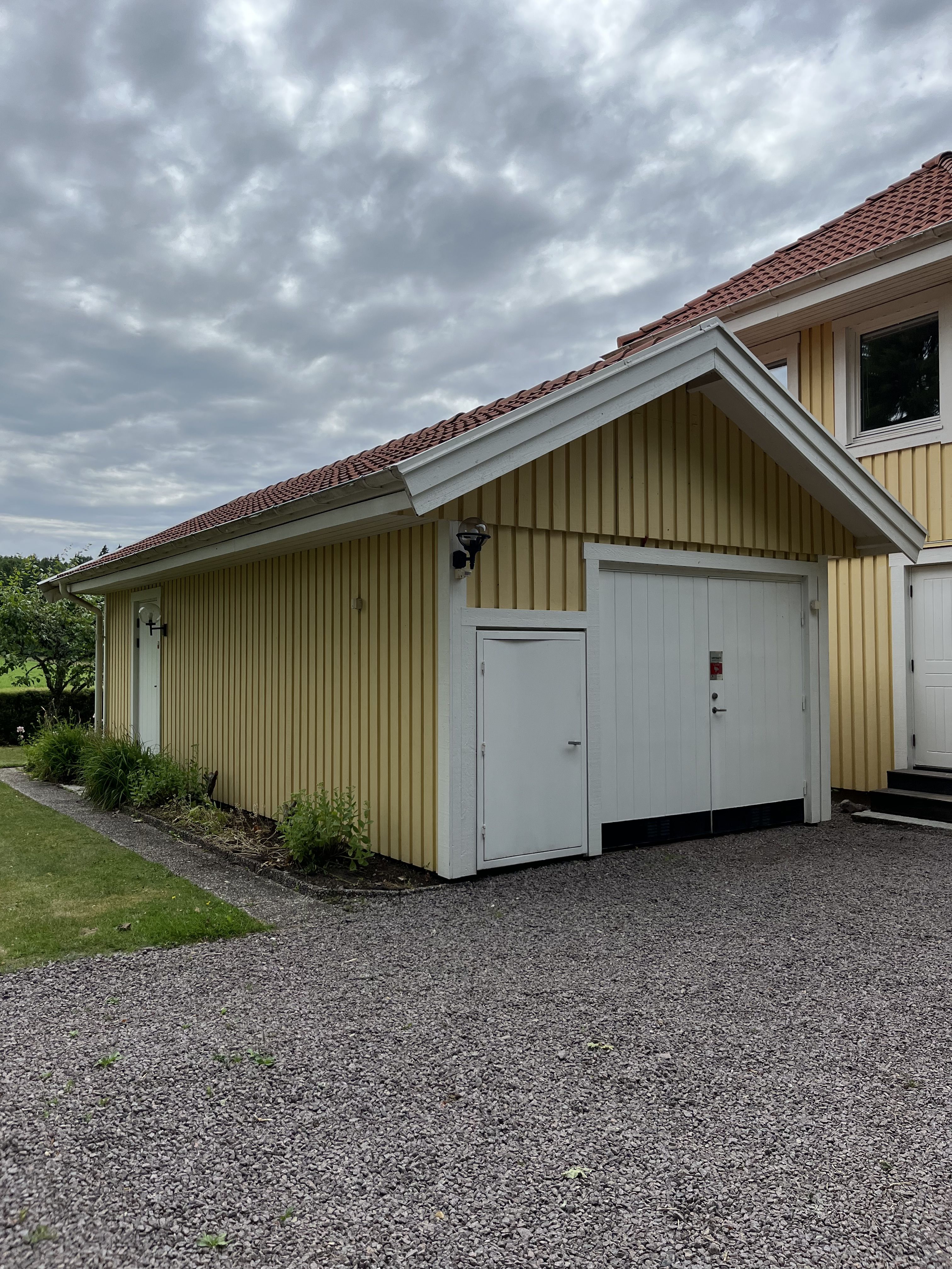 Hus i lantlig miljö, nära Vätterns strand vid Kärsbyån norr om Motala