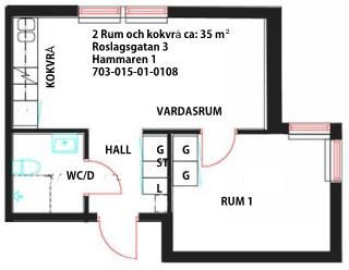 2 rum och kokvrå