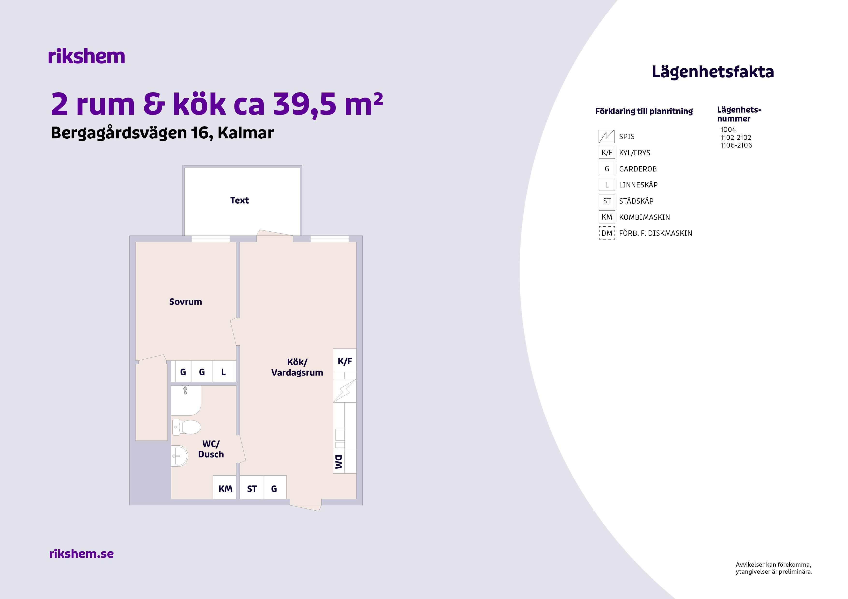 2 rums lägenhet i Kalmar 