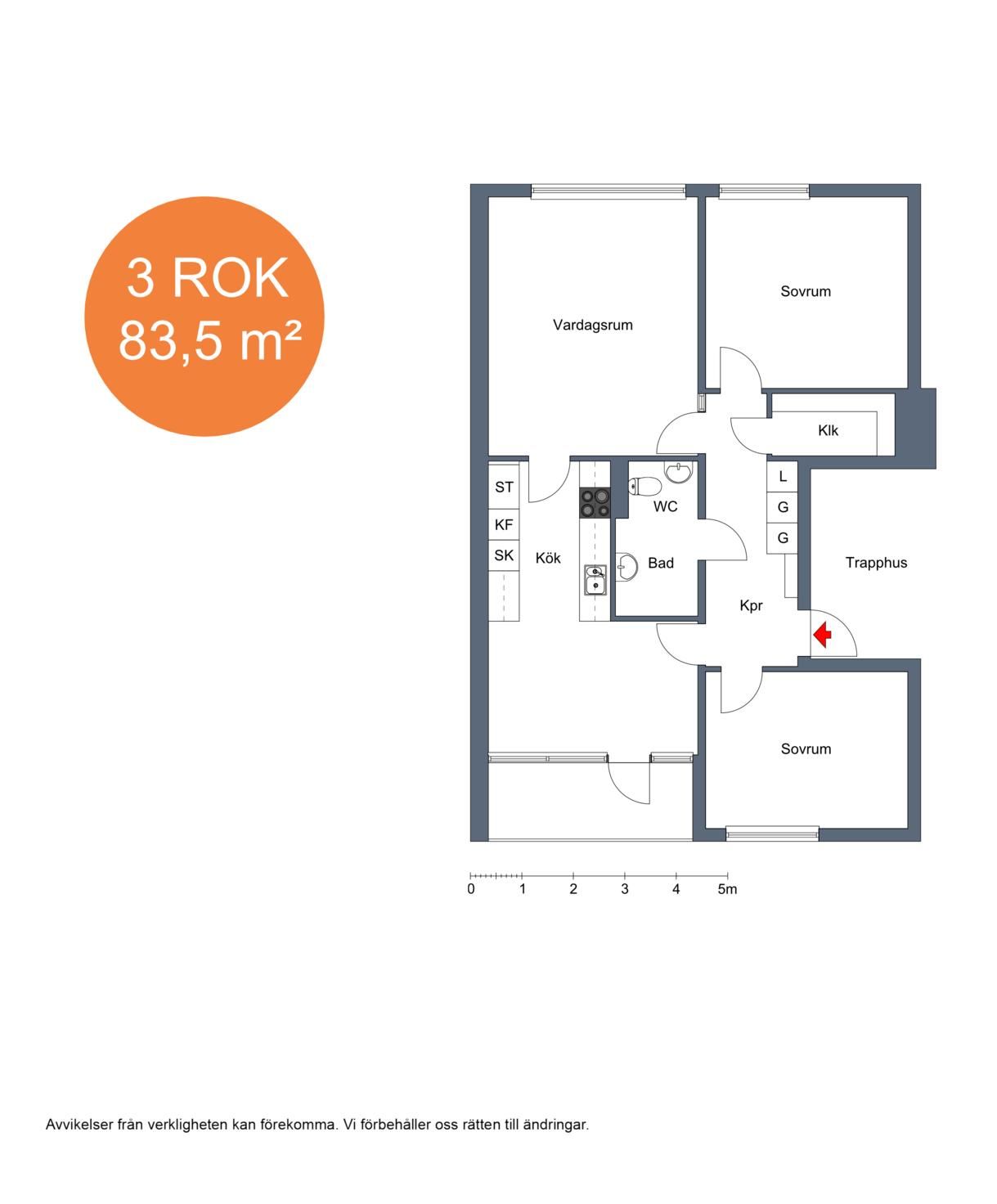 3 rums lägenhet i Eskilstuna