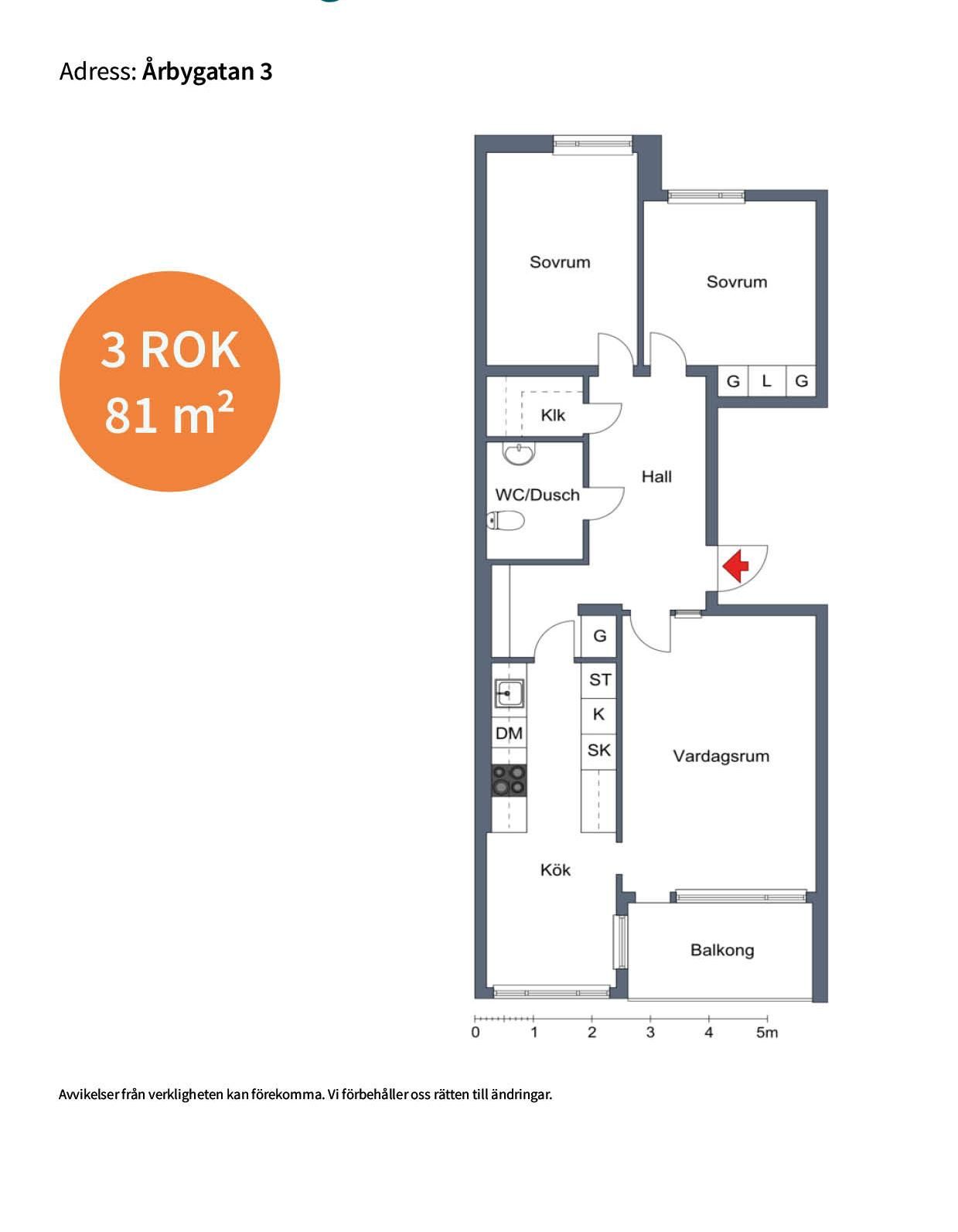 3 rums lägenhet i Eskilstuna