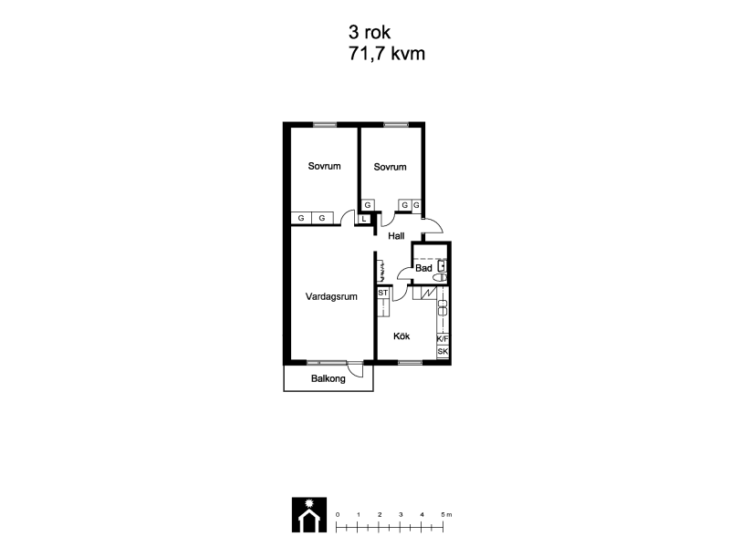 3 rums hus i KARLSTAD