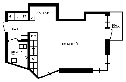 1 rums lägenhet i Umeå
