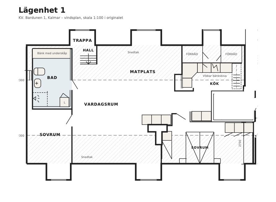 Charmig vindslägenhet med takbjälkar på Ängö