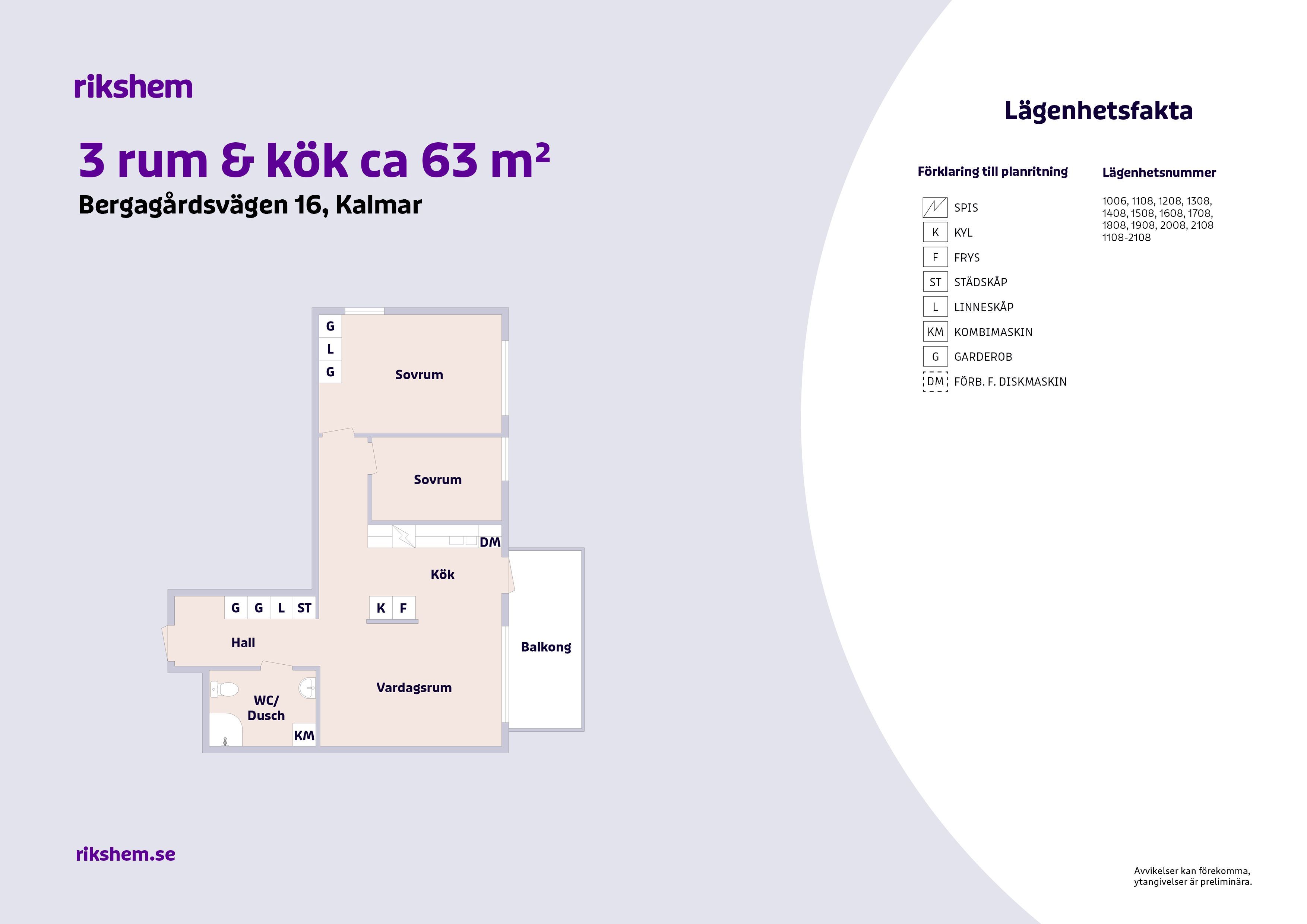 3 rums lägenhet i Kalmar 