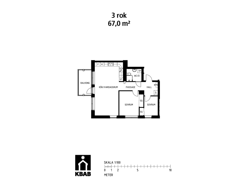 3 rums hus i KARLSTAD