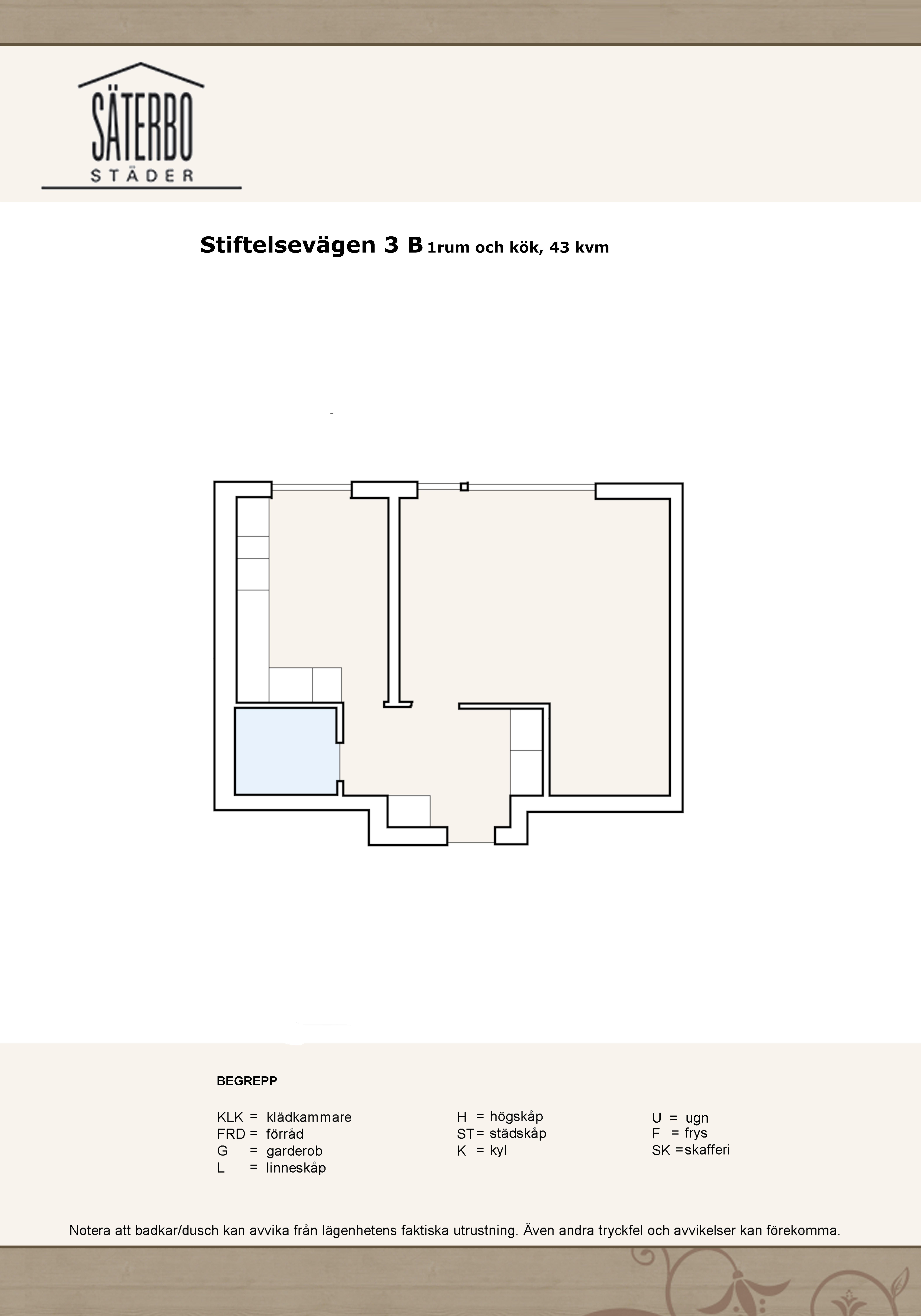 1 rums lägenhet i GUSTAFS