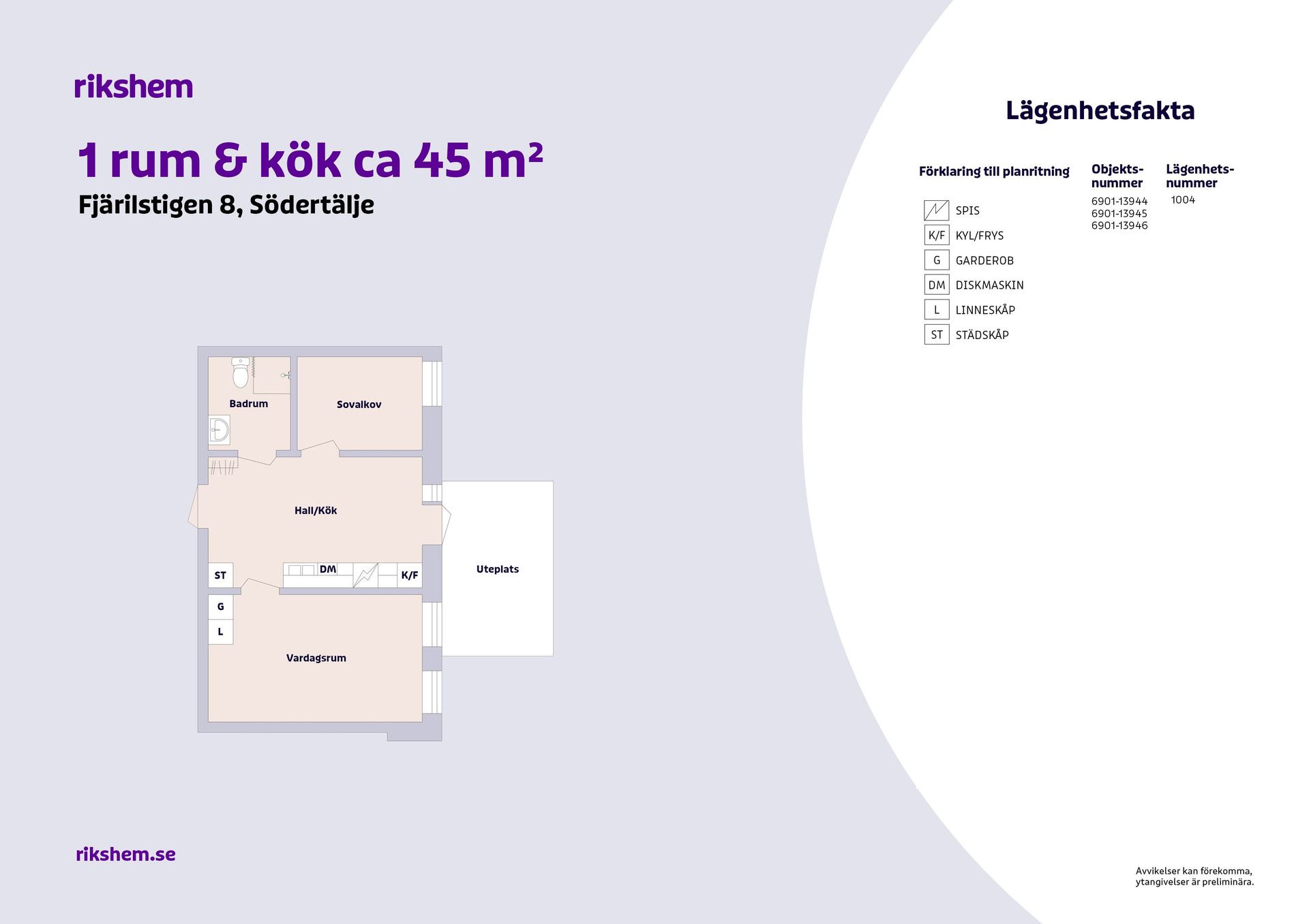 1 rums lägenhet i Södertälje 
