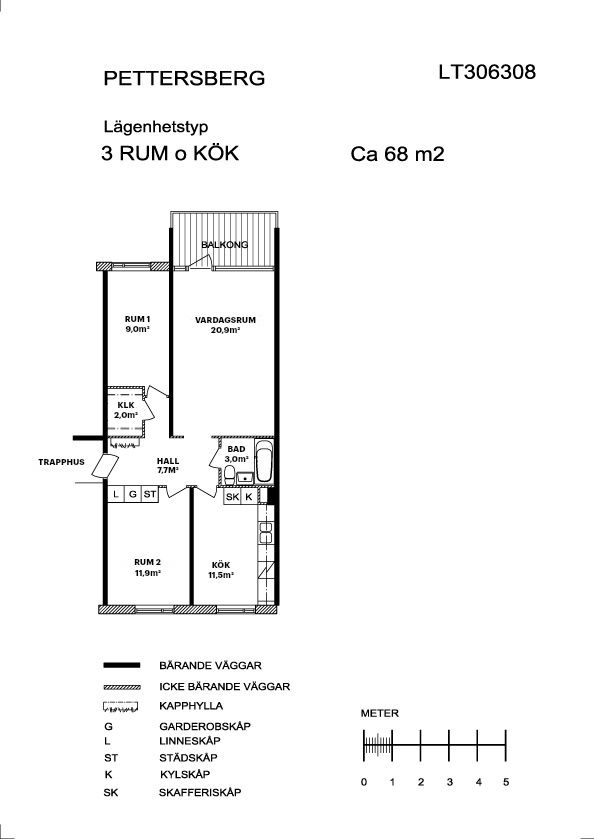 3 rum och kök