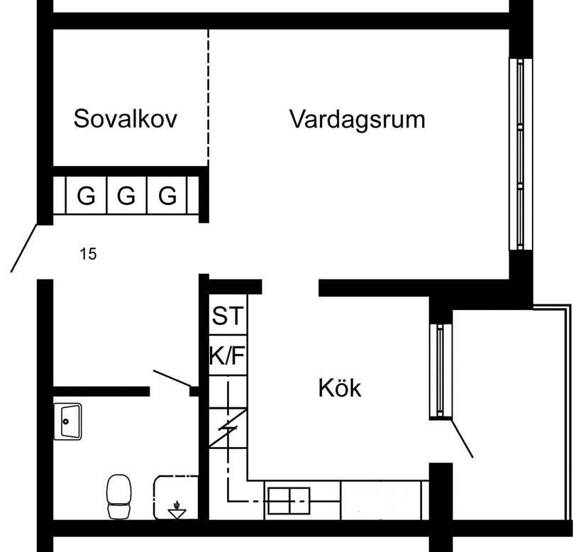 1 rums lägenhet i Skelleftehamn