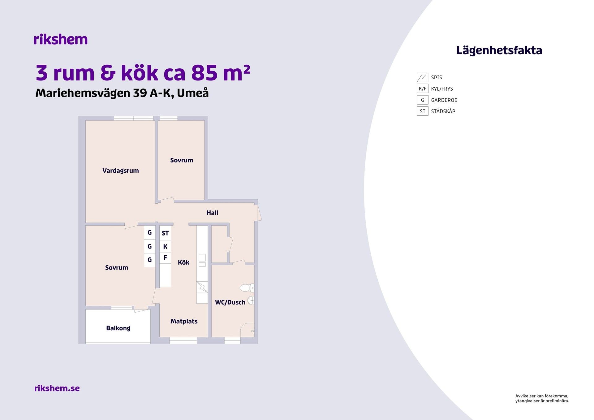 3 rums lägenhet i Umeå 
