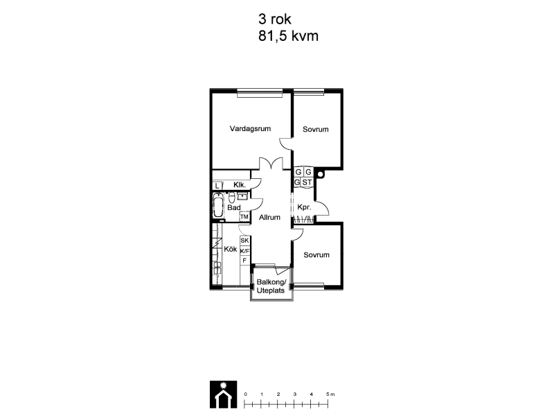 3 rums hus i KARLSTAD