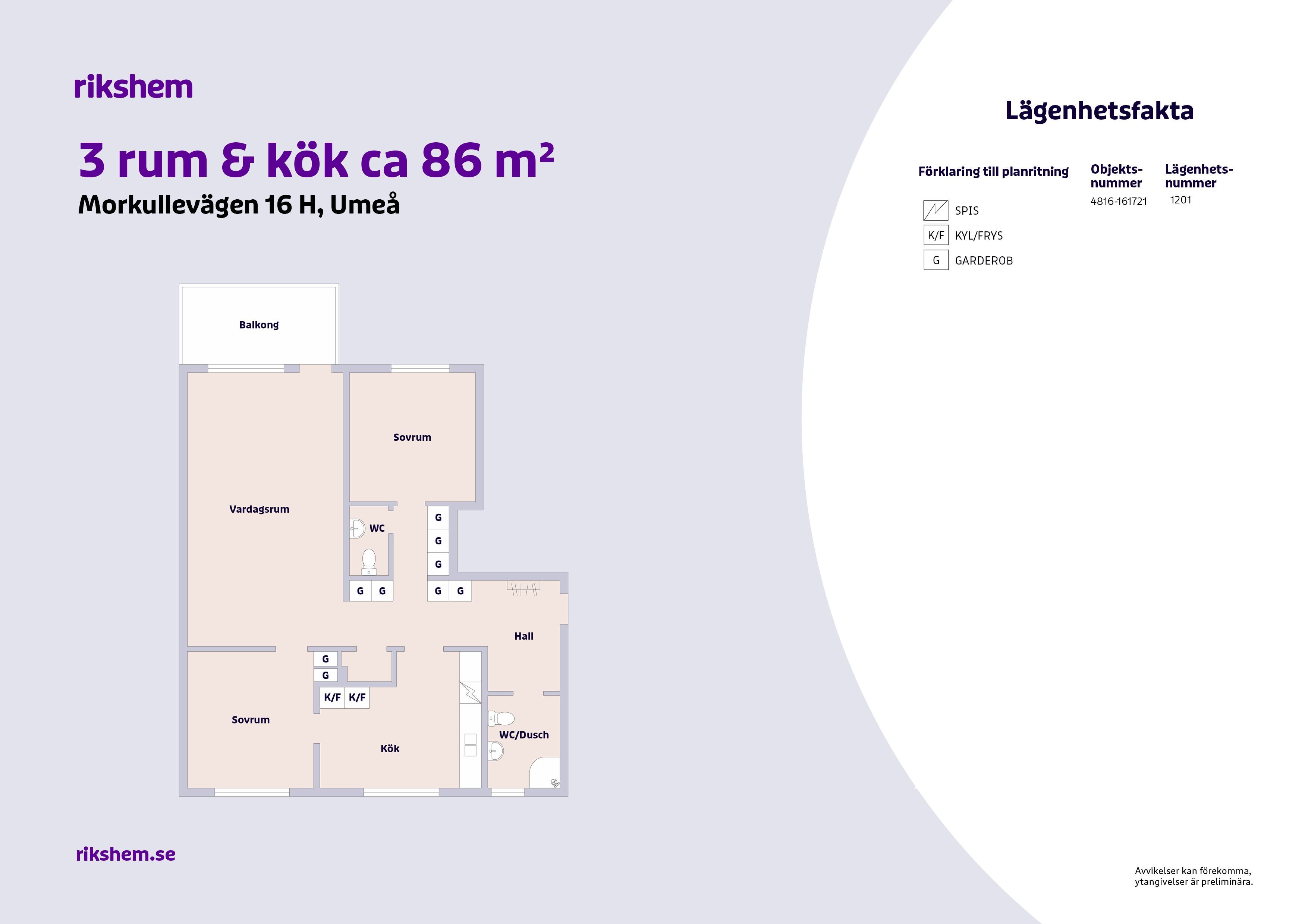 3 rums lägenhet i Umeå 