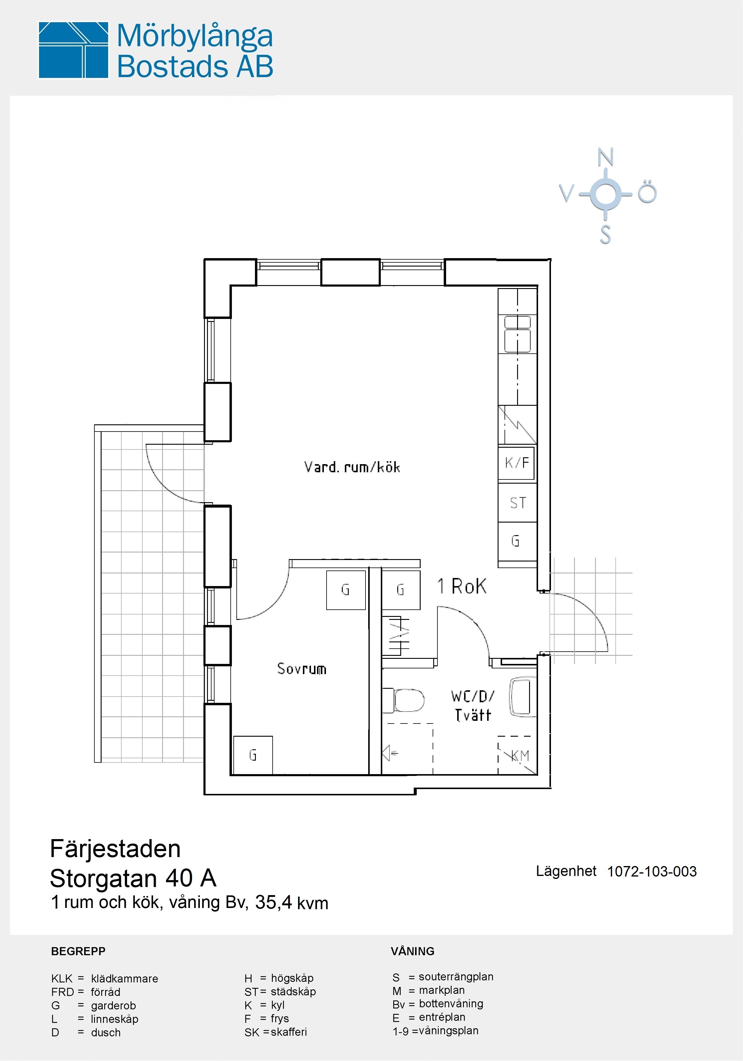 1 rums lägenhet i Färjestaden