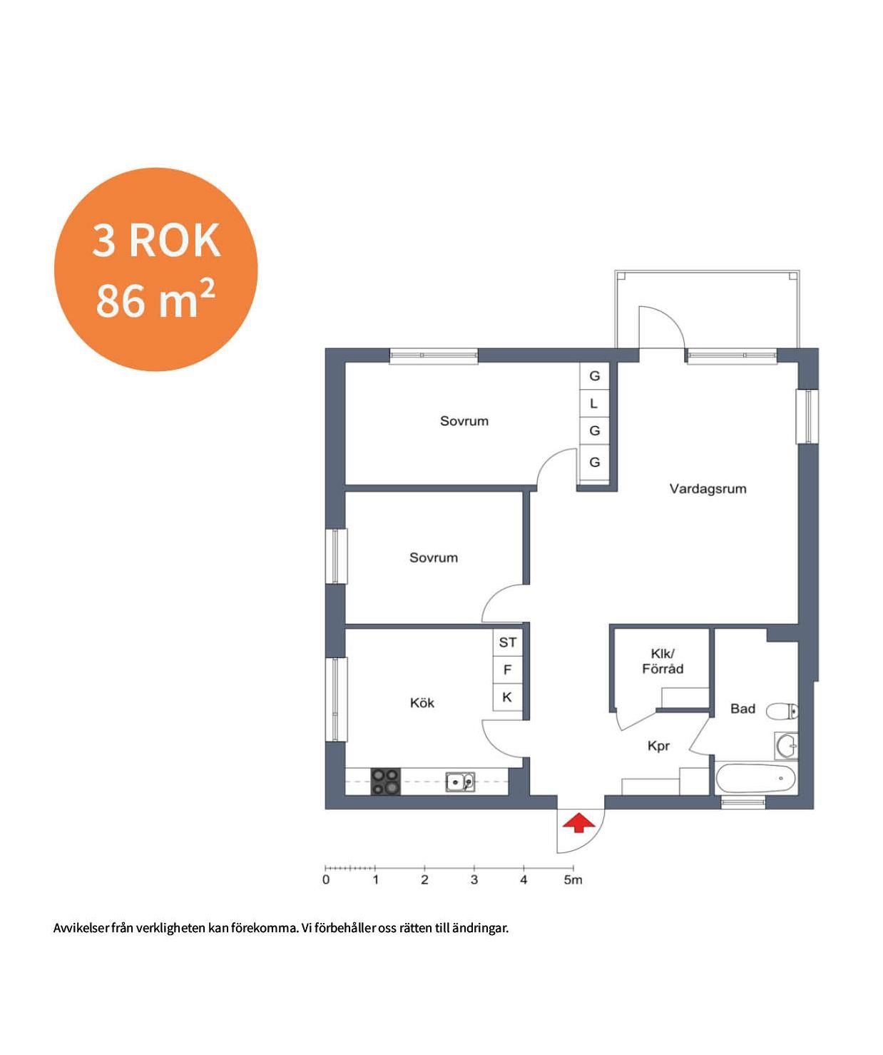 3 rums lägenhet i Eskilstuna
